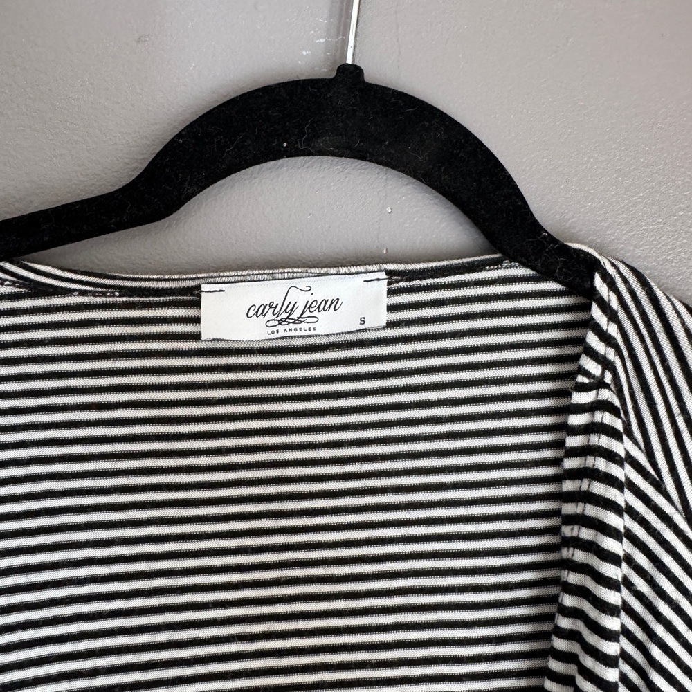 Carly Jean Los Angeles Black and White Striped Cardigan